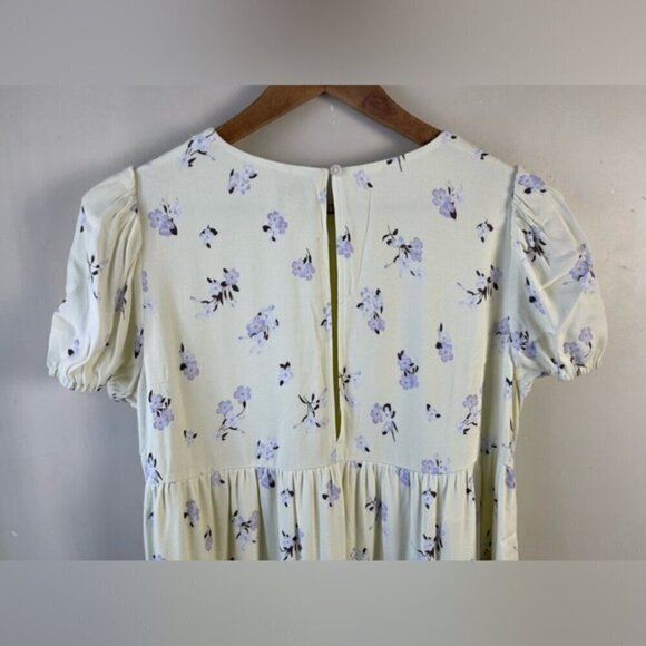 Aritzia SUNDEH Zane puff-sleeve Cottagecore floral butter yellow dress SZ Medium - Picture 7 of 16